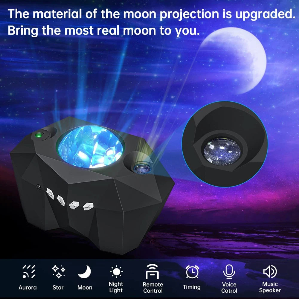 Star Lights Aurora Galaxy Moon Projector with Remote Control Sky Night Lamps Kids Adults Gift Bluetooth Music Speaker Home Decor